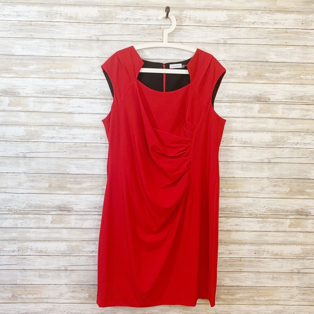 Calvin Klein Red Sheath Dress Size 18W